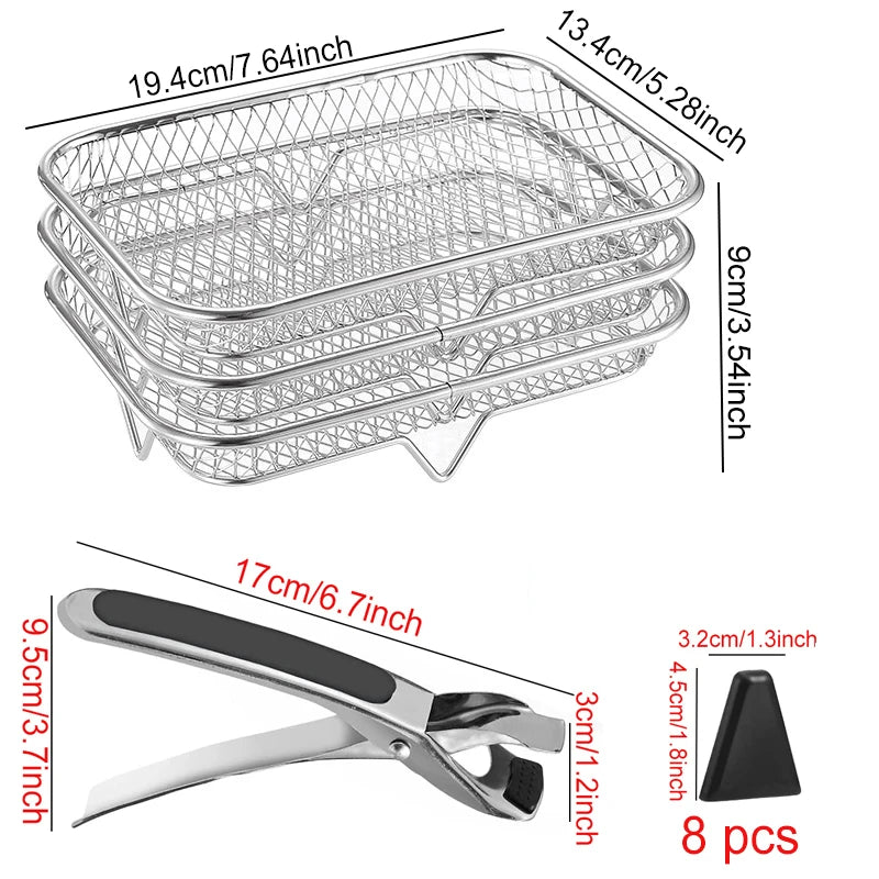 Air Fryer Accessories Metal Oven Air Fryer Racks For Baking Stackable Grill Skewer Rack Fit All Airfryer 4.2Qt - 5.8Qt