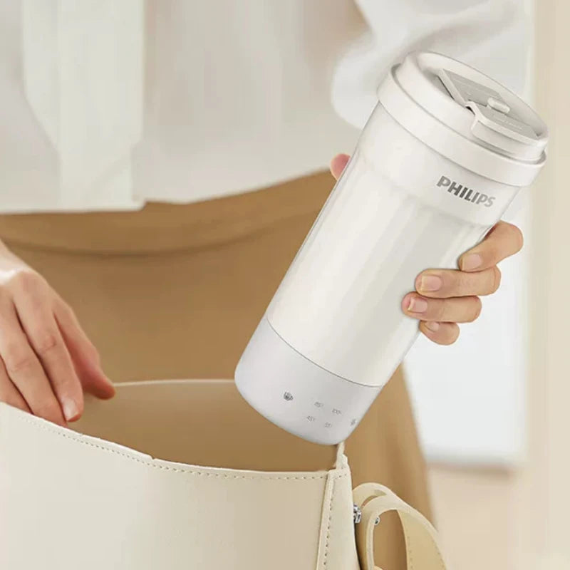 Compatible with Philips AWP3387 Portable Electric Heating Coffee Cup 450ml 4 Temp Levels 304 Stainless Steel Travel Water Boiler