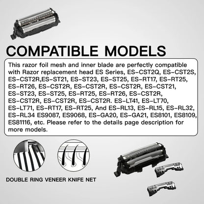 Electric Shaver Heads Compatible with Panasonic Shaver Replacement Foil and Blade Cutter Head for Panasonic ES-CST2Q,CST2S,ST21,CST2R