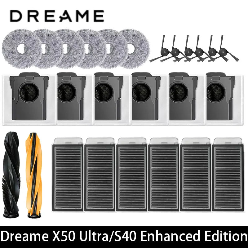 Dreame X50 Ultra / S40 Enhanced / L50 Pro Ultra Edition Vacuum Parts Main Roller Side Brush Hepa Filter Mop Cloth Dust Bag