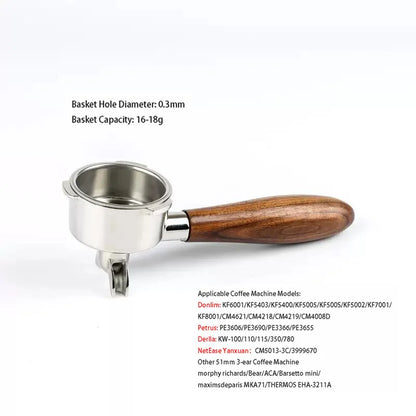 51mm 3-Ear Bottomed Portafilter for Donlim/Homix/Gypas//Sachi Espresso Machines, 304 Stainless Steel Coffee Handle with Basket