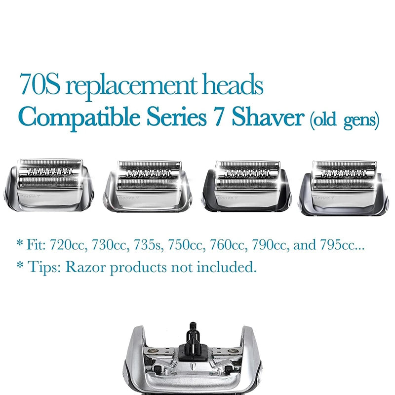 70S Replacement Shaver Head Compatible with Braun Series 7 — Pack Options