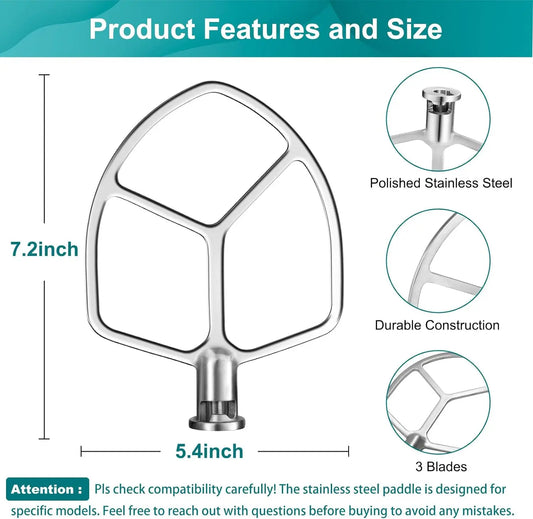Stainless Steel Flat Beater for Kitchen Aid 6QT 5QT Lift Stand Mixers Accessories Replacement For KitchenAid Mixer Attachments