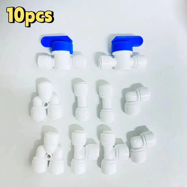 10pcs of1/4"outer diameter quick connect ball valve suit connect water pipe fitting kit for ice maker coffee machine accessories