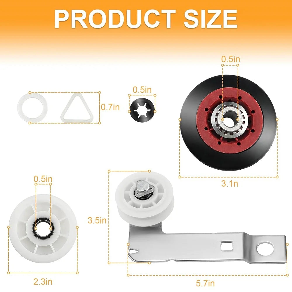 4392067 Dryer Repair Kit and W10837240 Dryer Idler Pulley for Maytag Bravos Compatible with Whirlpool Duet Kenmore Elite Dryers