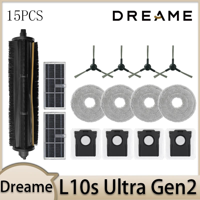 Dreame L10s Ultra Gen2 Robot Vacuum Cleaner Accessories Main Brush Side Brush HEPA Filter Mop Cloths Dust Bag