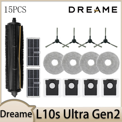 Dreame L10s Ultra Gen2 Robot Vacuum Cleaner Accessories Main Brush Side Brush HEPA Filter Mop Cloths Dust Bag