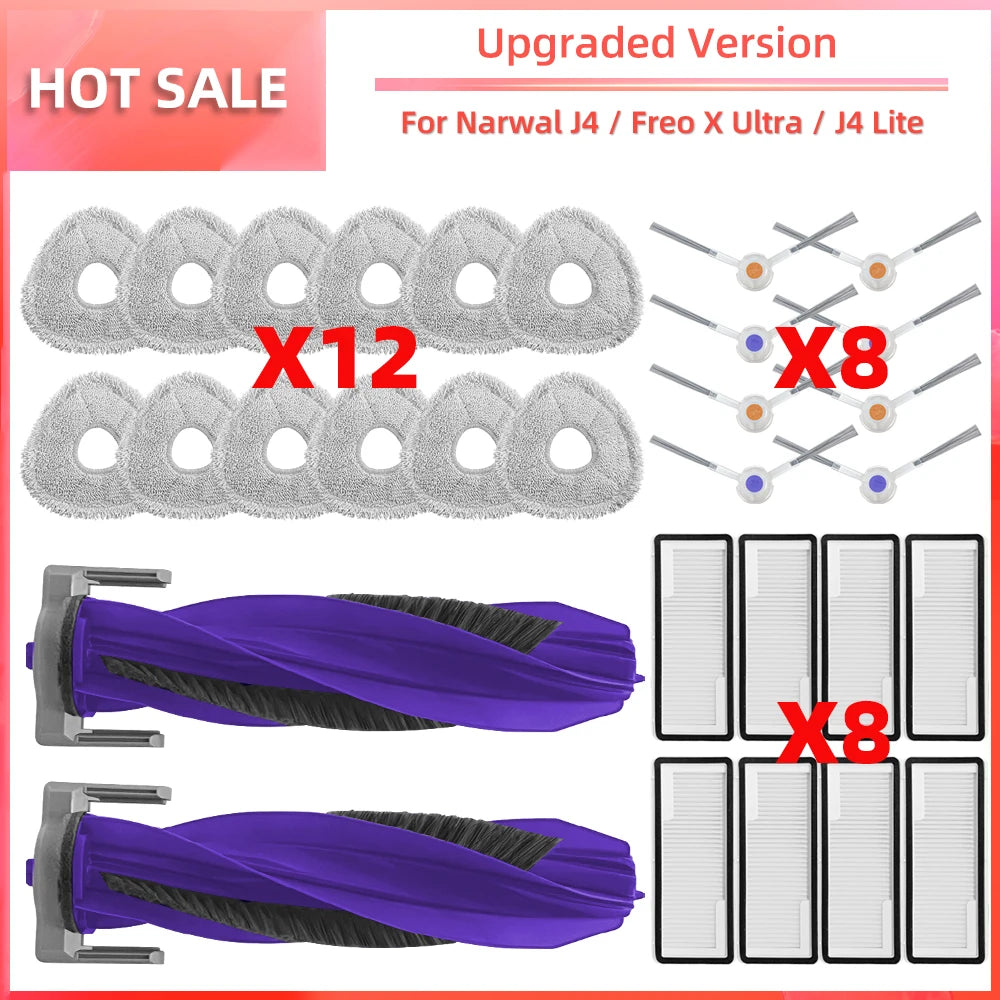 Compatible with 나르월 Narwal J4, Freo X Ultra, J4 Lite Side Brush Filter Mop Pad Replacement Spare Parts Accessories
