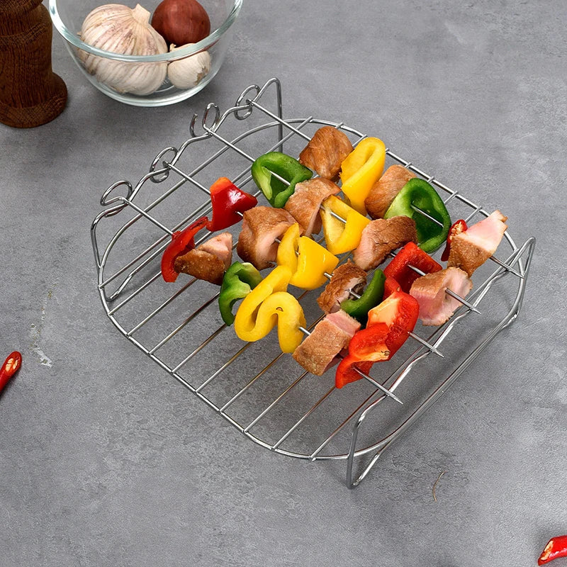 Air Fryer Accessories Metal Oven Air Fryer Racks For Baking Stackable Grill Skewer Rack Fit All Airfryer 4.2Qt - 5.8Qt