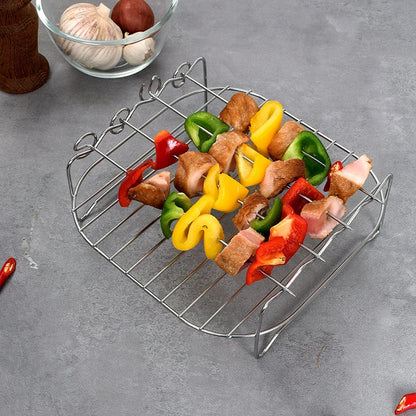 Air Fryer Accessories Metal Oven Air Fryer Racks For Baking Stackable Grill Skewer Rack Fit All Airfryer 4.2Qt - 5.8Qt