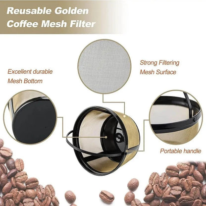Reusable Coffee Filter Basket Mesh Nylon Stainless Steel Tea Coffee Filter Screen with Handle Coffee Machine Filter