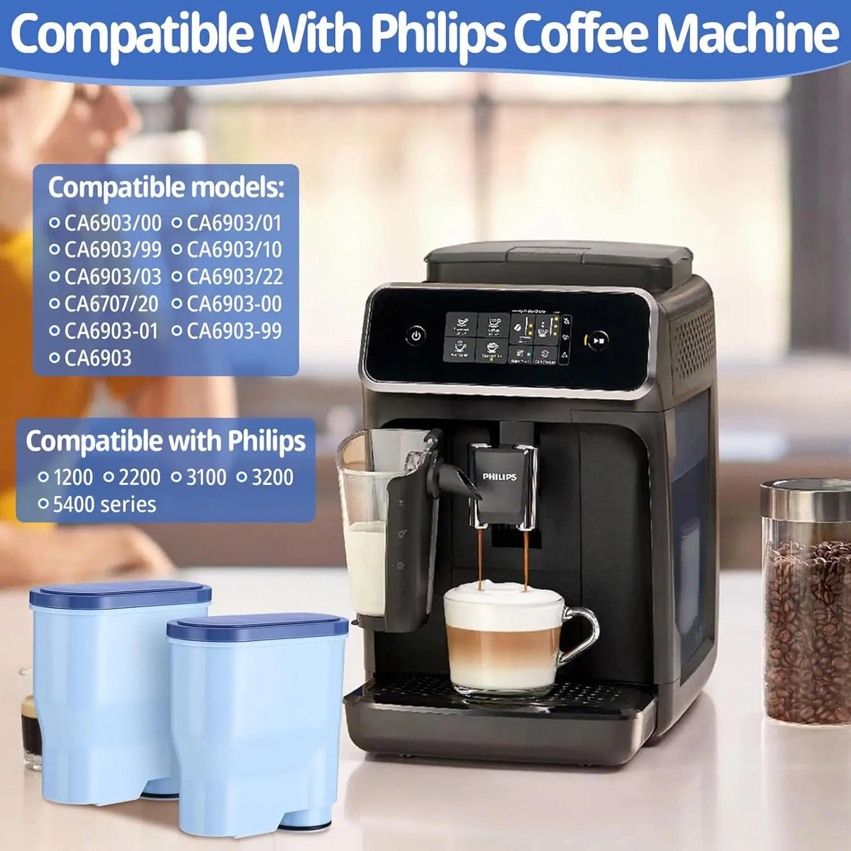 Espresso Machine Water Filter Compatible with Philips Aquaclean CA6903, Activated Carbon Water Filter Cartridge for CA6903/10/00