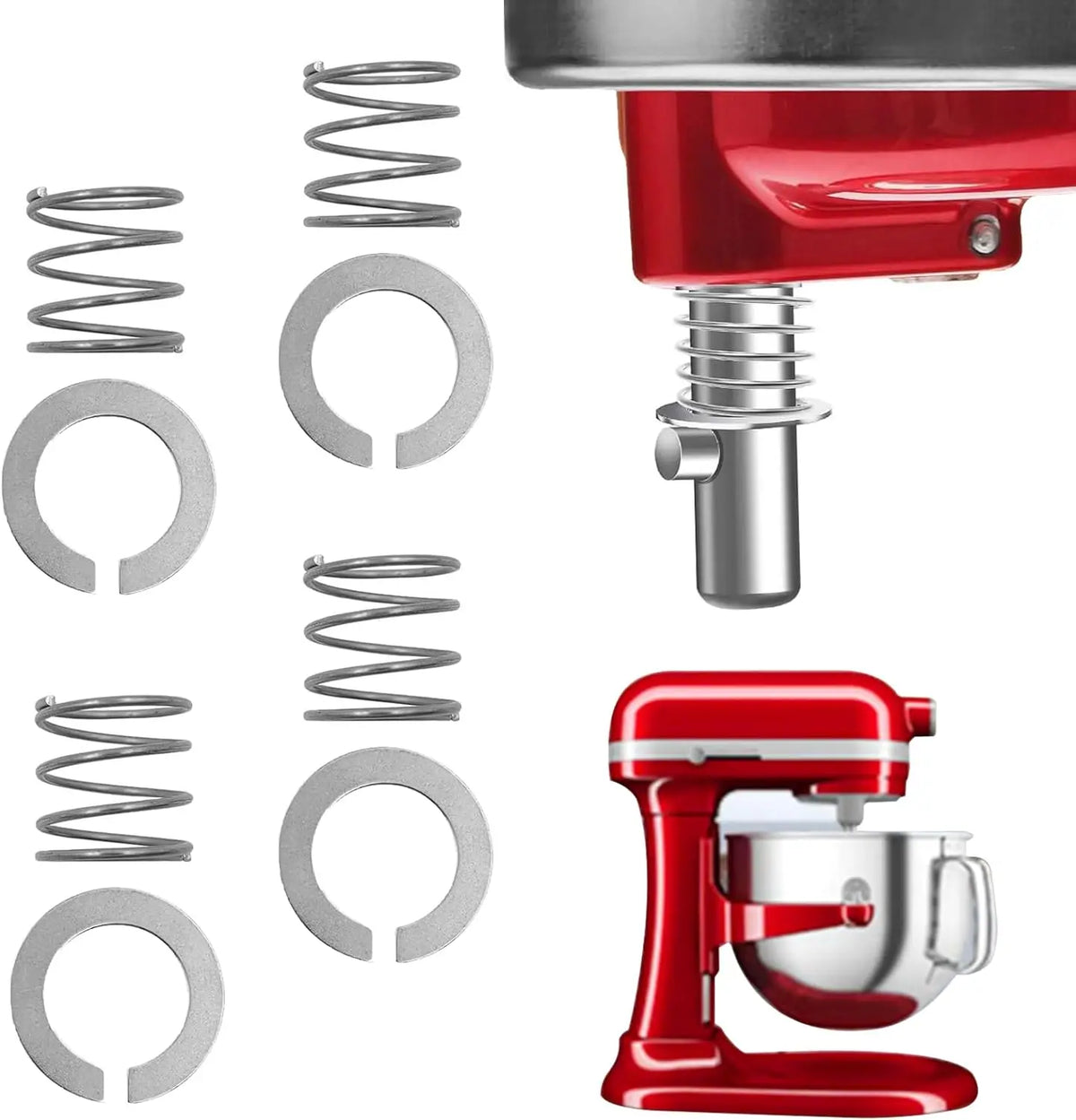 2024 Stainless Steel Spring and Washer 4 Pack Compatible with Kitchenaid Stand Mixer 3.5/4/5/6/7/8Qt Kitchen Aid Mixers Accessories