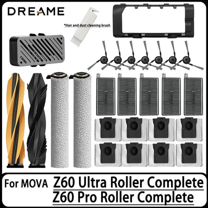 For MOVA Z60 Ultra/Pro Roller Complete Replacement Accessories Parts Main Side Brush Filter HEPA Roller Mop Cloth Bag.