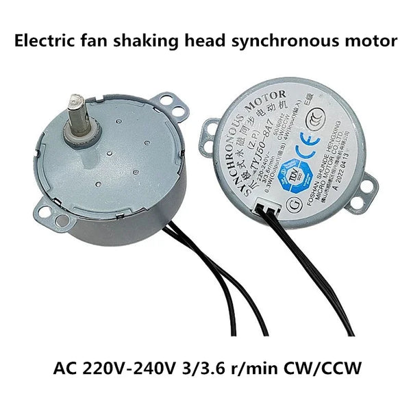 TYJ50-8A7 AC 220V-240V 2.5/3r/min 4/5rp CW CCW 50/60Hz 4W Claw Pole Permanent Magnet Synchronous Motor Electric Fan Shaking Head