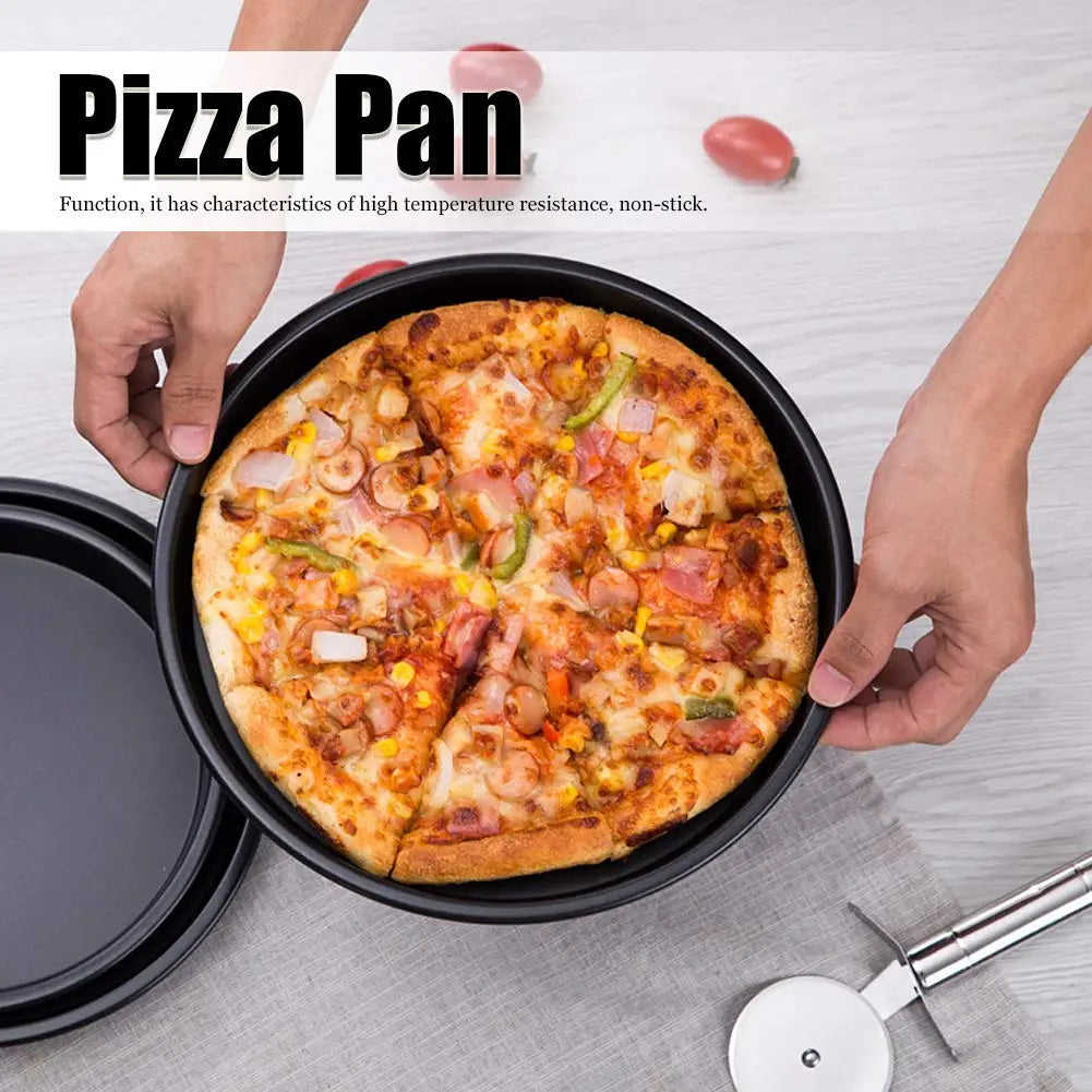 8 Inch Round Thickened Pizza Pan Baking Tray Air Fryer Oven Pizza Mold Household Baking Accessory