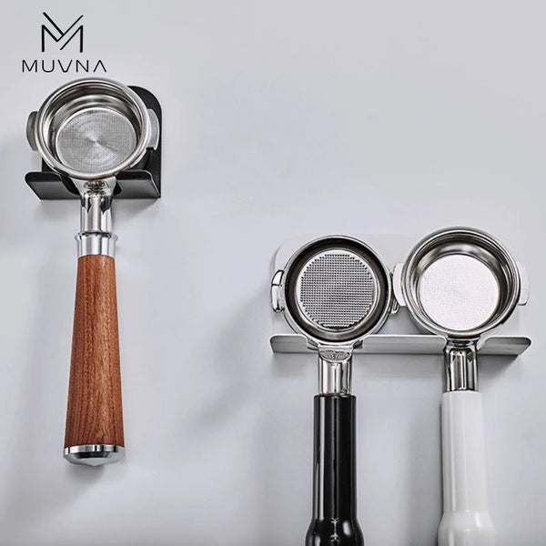 MUVNA Espresso Portafilter Holder Wall Mount,51/53/58mm Coffee Handle Rack,No Drilling Storage Stand Organizer Barista Tools