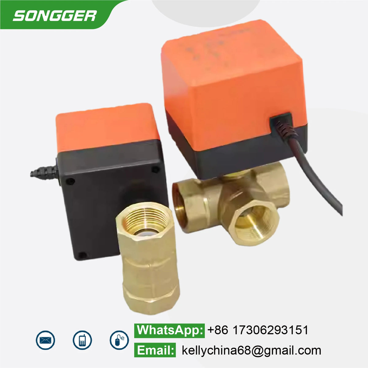 Electric Brass Ball Valve Motorized 2 Way 3 Way AC220V DC12-24V HVAC Fan Coil Heating Water Control DN15-DN50