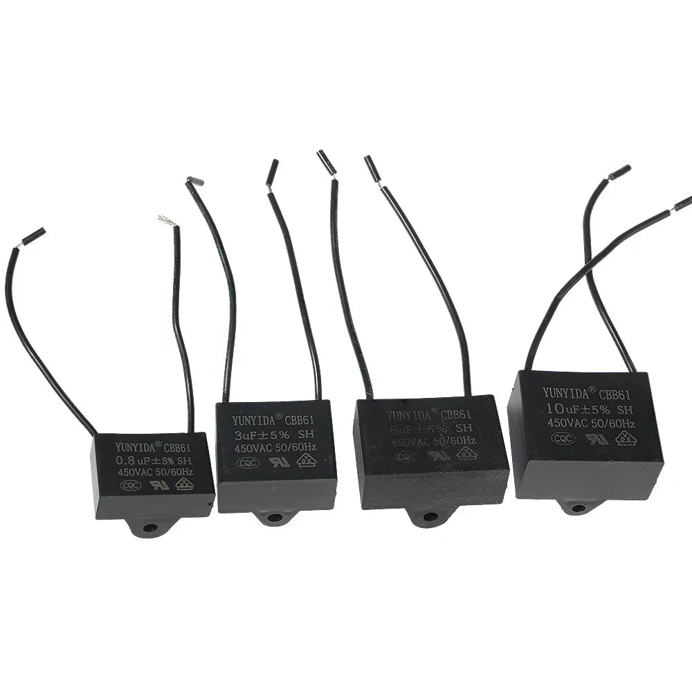 CBB61 Fan Capacitor 450V Ceiling Fan Motor Running Rectangle Capacitor Terminal 1uf/1.2uf/1.5uf/2uf/2.5uf/3uf/4uf/5uf/6uf/10uf