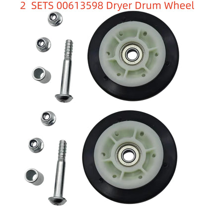 2 Sets 00613598 Dryer Drum Support Roller Wheel Kit Replaces 00600427 Fit Bos-ch Sie-mens Tumble Dryers