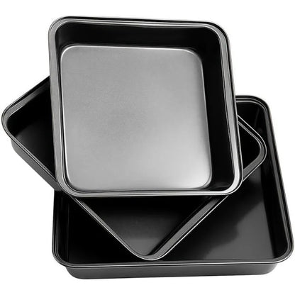 3Pcs Carbon Steel Baking Pan Non-Stick Cookie Cake Sheet for Bread Pastries Pie Crusts Home Easy Clean Oven Accessories
