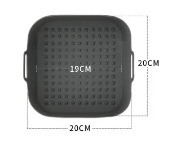 20CM Silicone Air Fryer Pot Tray Barbecue BBQ Pad Plate Airfryer Oven Baking Mold Pot Reusable Square Air Fryer Pan