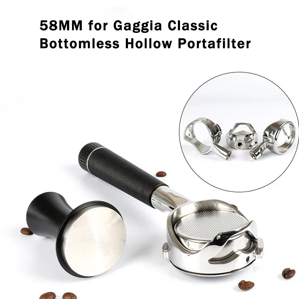 58MM 2ears Stainless Steel Coffee Handle Filter for Gaggia/Baby/Classic Coffee Machine Bottomless Hollow Portafilter Tool