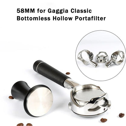 58MM 2ears Stainless Steel Coffee Handle Filter for Gaggia/Baby/Classic Coffee Machine Bottomless Hollow Portafilter Tool