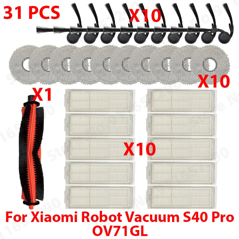 Compatible with (Xiaomi Robot Vacuum S40 Pro / OV71GL ) Vacuum Parts Main Roller Side Brush Mop Cloth HEPA Filter Accessories
