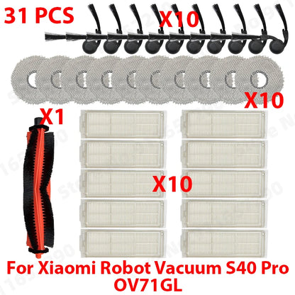 Compatible with (Xiaomi Robot Vacuum S40 Pro / OV71GL ) Vacuum Parts Main Roller Side Brush Mop Cloth HEPA Filter Accessories