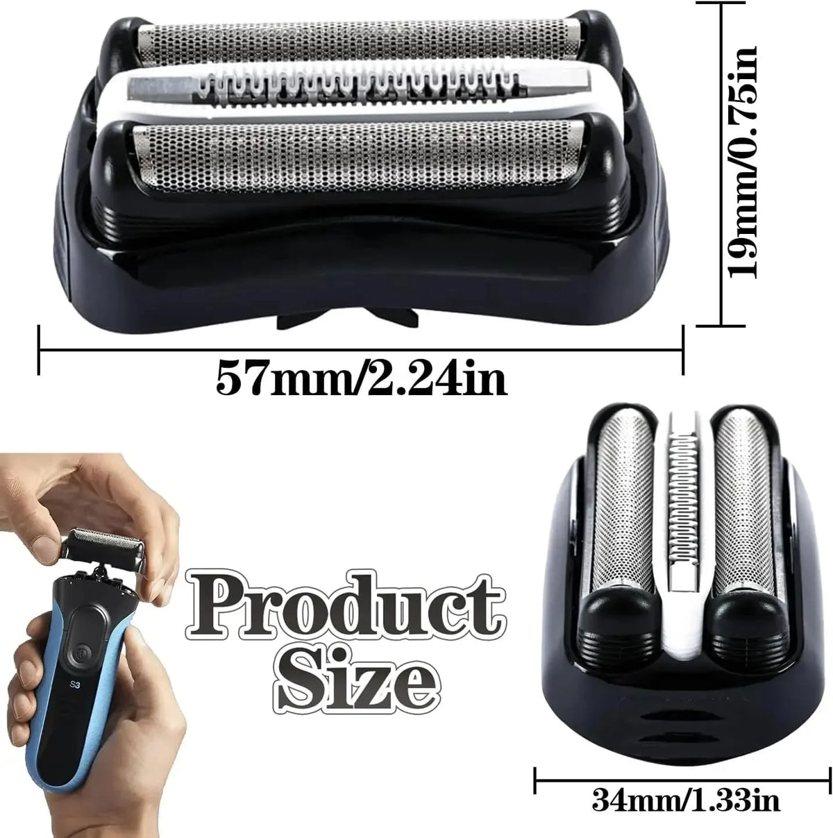32B Replacement Shaver Head Compatible with Braun Series 3