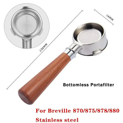54mm Stainless Steel Double Mouth Portafilter for Breville Sage870/875/878/880 Bottomless Coffee Filter Handle Modification Tool