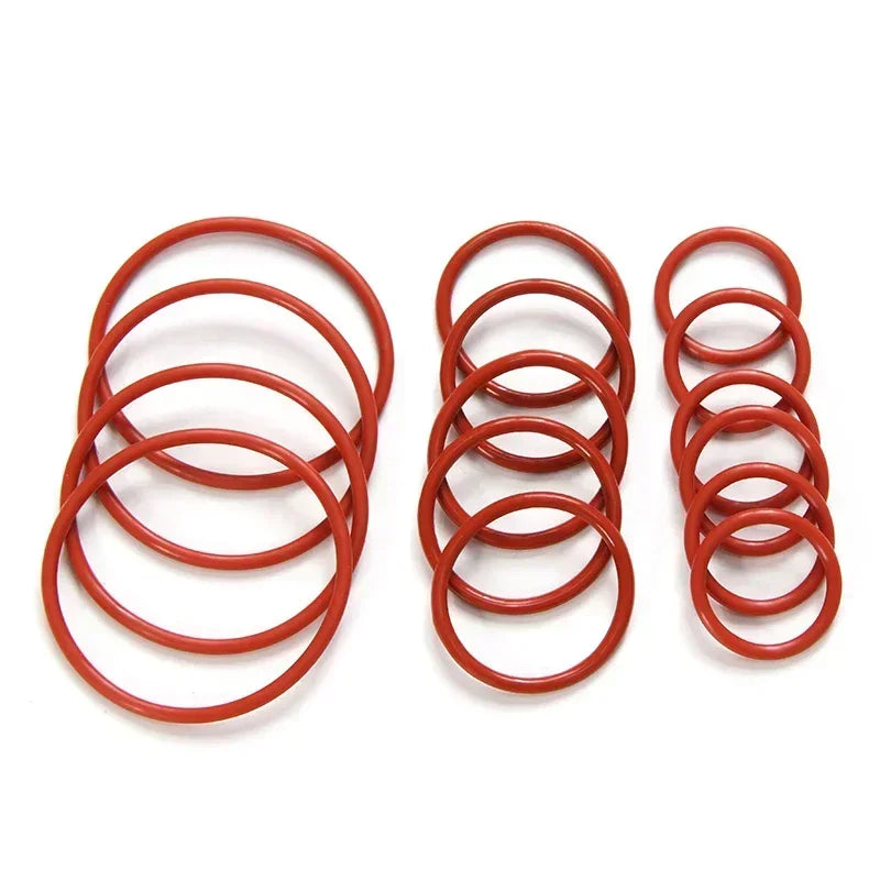 CS 1/2/3/4mm OD 5mm ~ 100mm Red VMQ O-Ring Gasket Silicone Insulated Wear-resistant Sealing Washer 50 Pcs