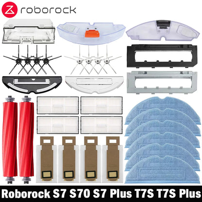 Compatible with Roborock S7 S70 S7 Plus T7S T7S Plus Robotic Vacuum Cleaner Accessories Main Brush Hepa Filter Mops Dust Bag Replacement Parts