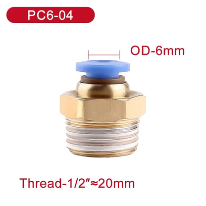 5Pcs PC 4mm/6mm/8mm/10mm/12mm M5 Thread Hose Fittings Pipe Quick Connectors PC Pneumatic Air Connector Fitting