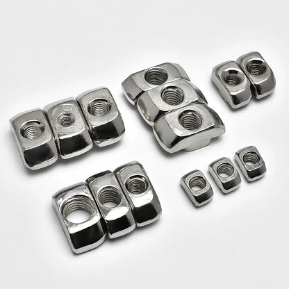 3/5/10pcs M3 M4 M5 Slot T-nut Sliding T Nut Hammer Drop In Nut Fasten Connector Extrusion Profile Nickel plated T-shaped nut