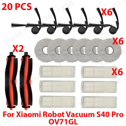 Compatible with (Xiaomi Robot Vacuum S40 Pro / OV71GL ) Vacuum Parts Main Roller Side Brush Mop Cloth HEPA Filter Accessories