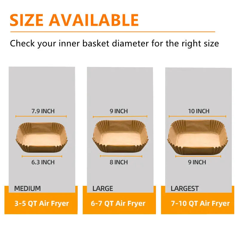 50-100pcs 6.3-9in Air fryer Baking Paper for Barbecue Plate Square Round Oven Pan Pad AirFryer Oil-Proof Disposable Paper Liner