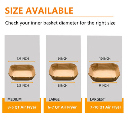 50-100pcs 6.3-9in Air fryer Baking Paper for Barbecue Plate Square Round Oven Pan Pad AirFryer Oil-Proof Disposable Paper Liner