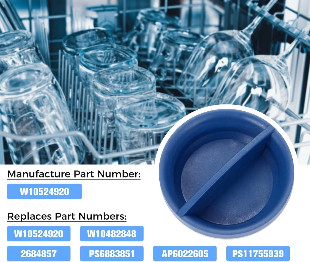 W10524920 Replace Dishwasher Rinse Aid Cap for Whirlpool & KitchenAid Replace W10482848 2684857 PS6883851 AP6022605 PS11755939