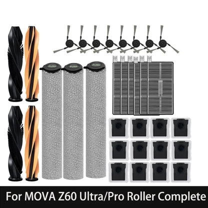 For MOVA Z60 Ultra/Pro Roller Complete Replacement Accessories Parts Main Side Brush Filter HEPA Roller Mop Cloth Bag.