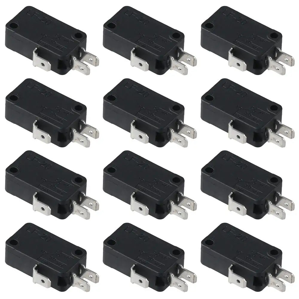 12Pcs Practical 125V/250V 16A SPDT Snap Action Button Black Connector Actuator Replacement Accessories Microwave Oven Door