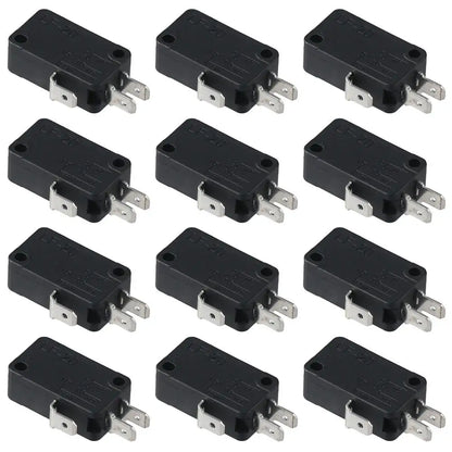 12Pcs Practical 125V/250V 16A SPDT Snap Action Button Black Connector Actuator Replacement Accessories Microwave Oven Door