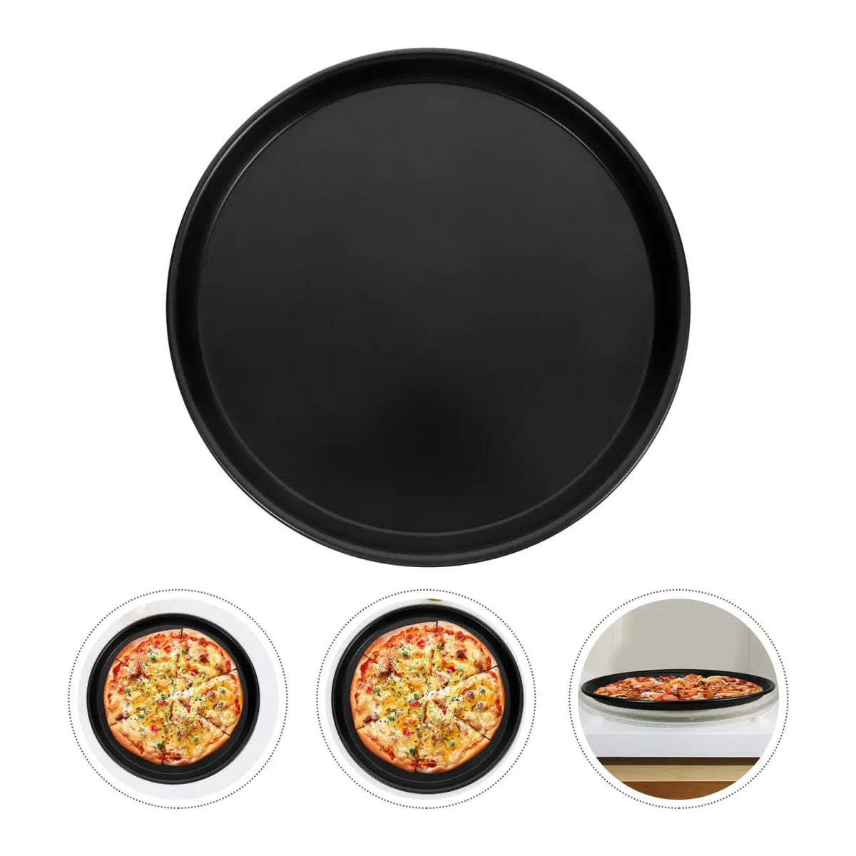 8 Inch Round Thickened Pizza Pan Baking Tray Air Fryer Oven Pizza Mold Household Baking Accessory