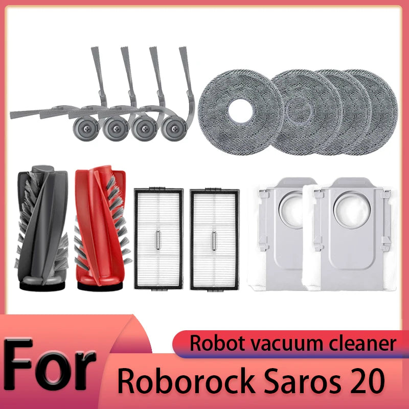 Compatible with Roborock Saros 20 Robot Vacuum Cleaner Accessories Main Brush Side Brush HEPA Filter Mop Cloths Dust Bag Spare Parts