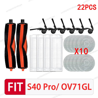Compatible with Xiaomi S40 PRO / OV71GL Robot Vacuum Cleaner Accessories Main Side Brush Mop Cloth Filter Dust Bag Replacement Spare Parts