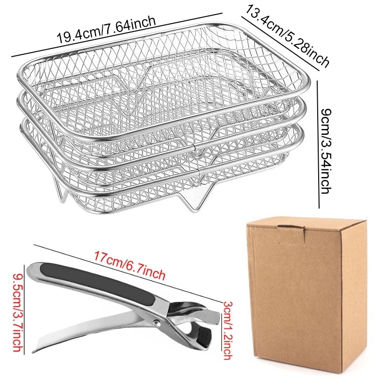 Air Fryer Accessories Metal Oven Air Fryer Racks For Baking Stackable Grill Skewer Rack Fit All Airfryer 4.2Qt - 5.8Qt