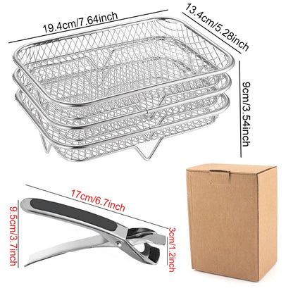 Air Fryer Accessories Metal Oven Air Fryer Racks For Baking Stackable Grill Skewer Rack Fit All Airfryer 4.2Qt - 5.8Qt