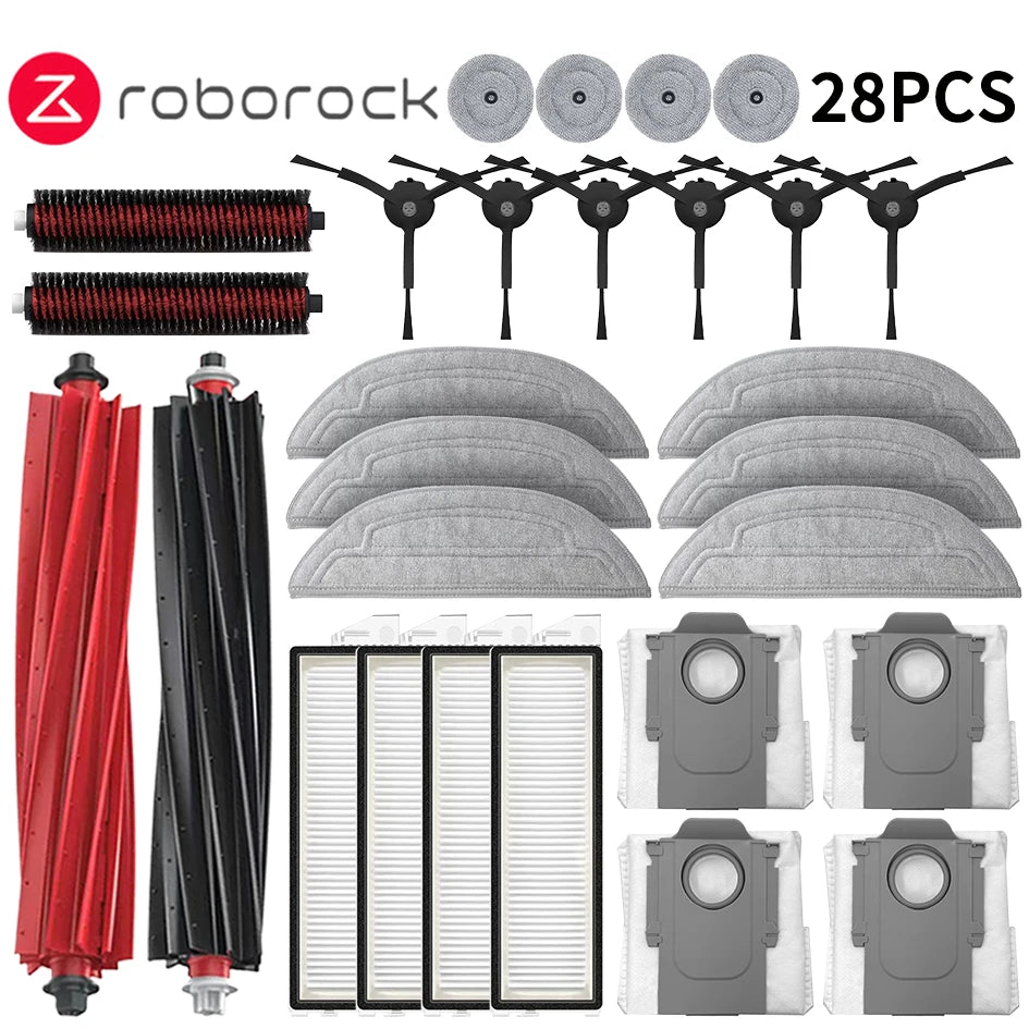 Compatible with Roborock S8 MaxV Ultra Robot Vacuum Spare Parts Main Side Brushes Mop Cloths HEPA Filters Dust Bags Accessories