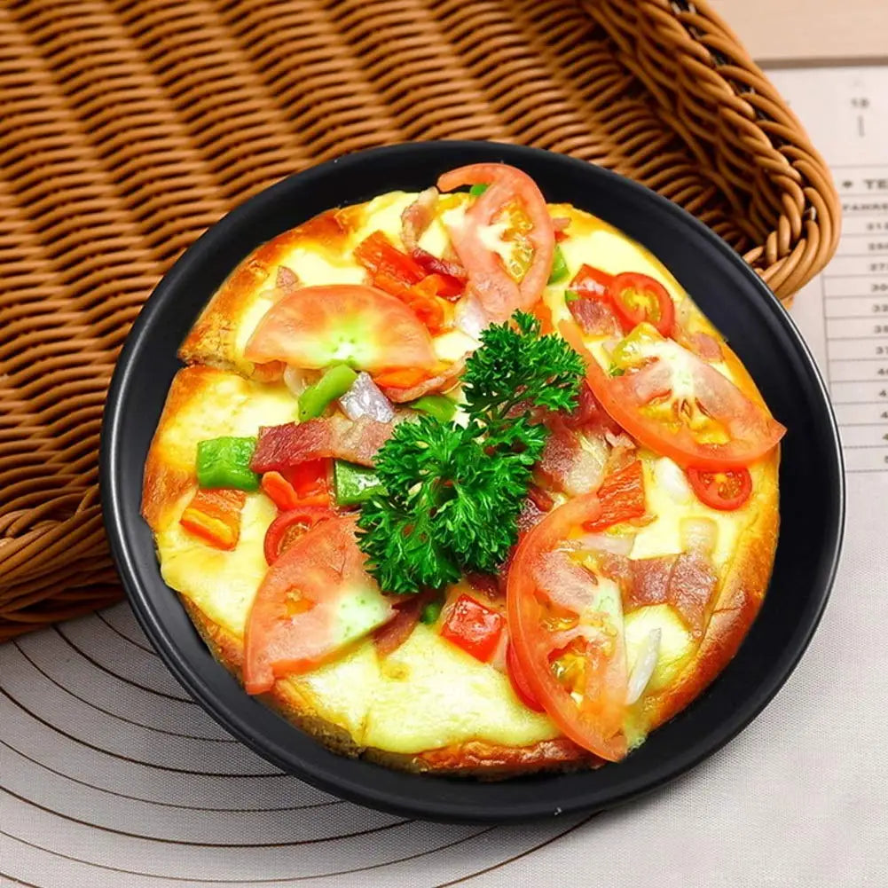 8 Inch Round Thickened Pizza Pan Baking Tray Air Fryer Oven Pizza Mold Household Baking Accessory